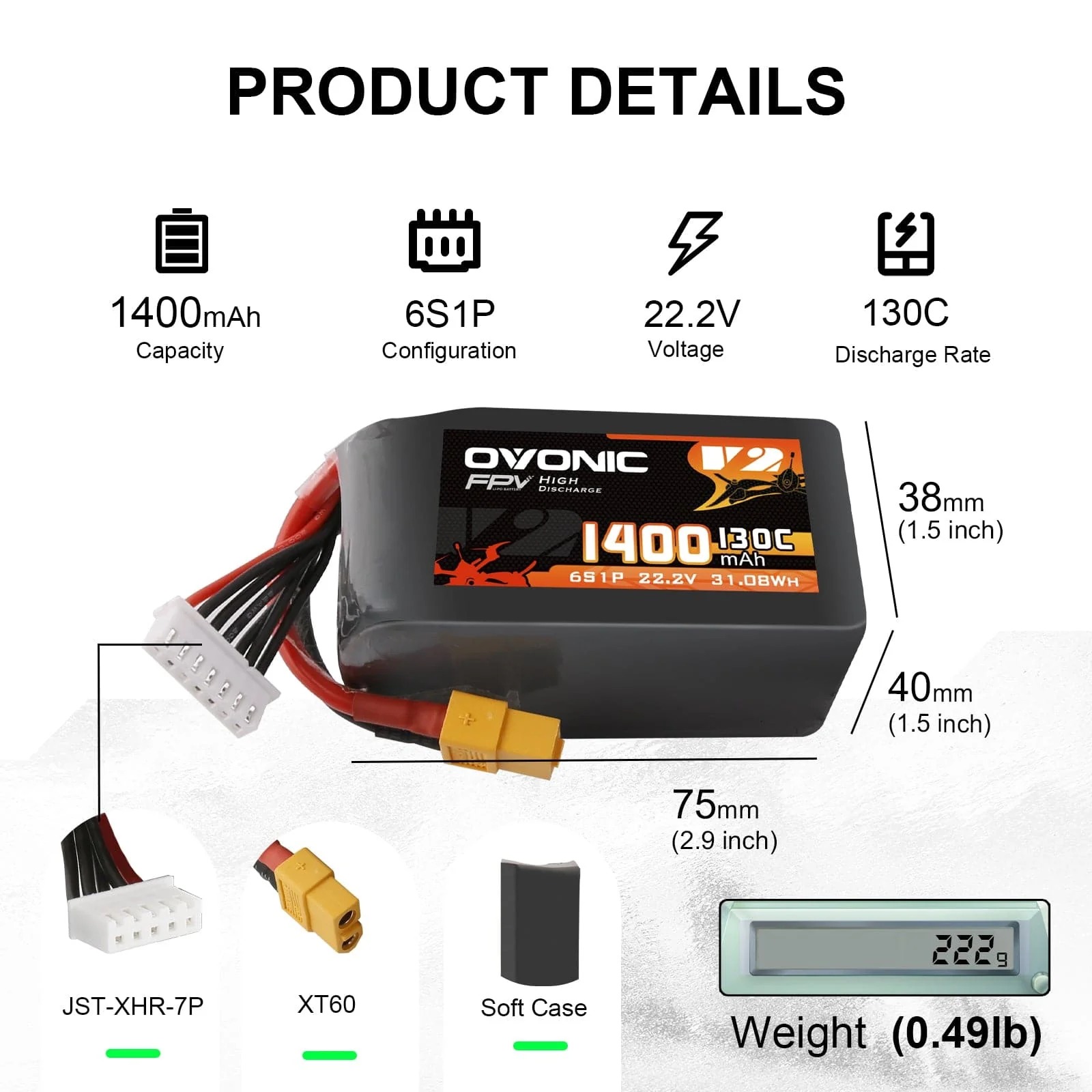 Ovonic 6S 1400mAh 130C LiPo Ba - огляд і ціна Walksnail Avatar Hd Goggles X